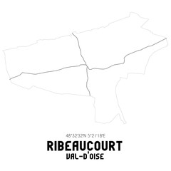 RIBEAUCOURT Val-d'Oise. Minimalistic street map with black and white lines.