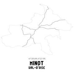 MINOT Val-d'Oise. Minimalistic street map with black and white lines.
