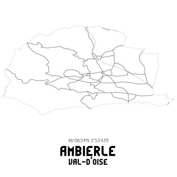 AMBIERLE Val-d'Oise. Minimalistic street map with black and white lines.