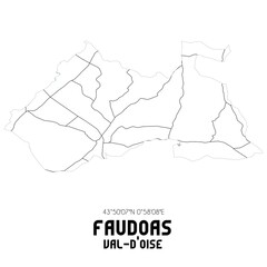 FAUDOAS Val-d'Oise. Minimalistic street map with black and white lines.