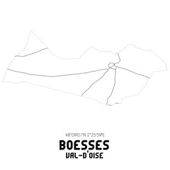 BOESSES Val-d'Oise. Minimalistic street map with black and white lines.