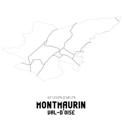 MONTMAURIN Val-d'Oise. Minimalistic street map with black and white lines.