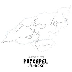 PUYCAPEL Val-d'Oise. Minimalistic street map with black and white lines.