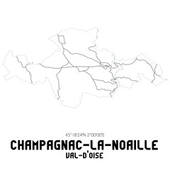 CHAMPAGNAC-LA-NOAILLE Val-d'Oise. Minimalistic street map with black and white lines.