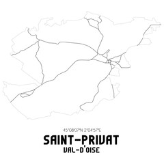 SAINT-PRIVAT Val-d'Oise. Minimalistic street map with black and white lines.