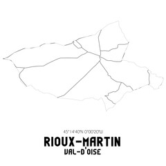 RIOUX-MARTIN Val-d'Oise. Minimalistic street map with black and white lines.