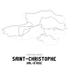 SAINT-CHRISTOPHE Val-d'Oise. Minimalistic street map with black and white lines.