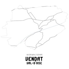 VENDAT Val-d'Oise. Minimalistic street map with black and white lines.