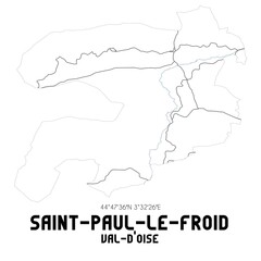 SAINT-PAUL-LE-FROID Val-d'Oise. Minimalistic street map with black and white lines.