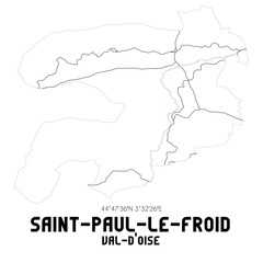 Fototapeta premium SAINT-PAUL-LE-FROID Val-d'Oise. Minimalistic street map with black and white lines.