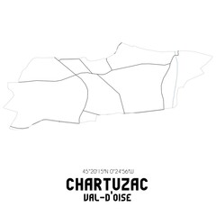 CHARTUZAC Val-d'Oise. Minimalistic street map with black and white lines.