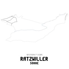 RATZWILLER Somme. Minimalistic street map with black and white lines.