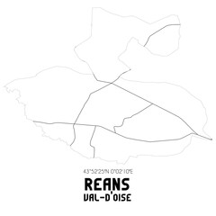 REANS Val-d'Oise. Minimalistic street map with black and white lines.