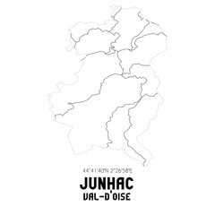 Fototapeta na wymiar JUNHAC Val-d'Oise. Minimalistic street map with black and white lines.