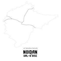 NOIDAN Val-d'Oise. Minimalistic street map with black and white lines.