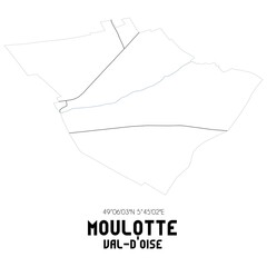 MOULOTTE Val-d'Oise. Minimalistic street map with black and white lines.