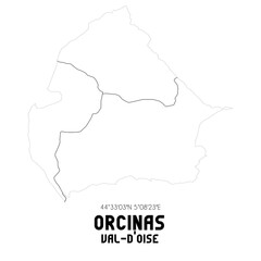 ORCINAS Val-d'Oise. Minimalistic street map with black and white lines.