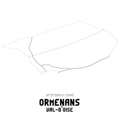 ORMENANS Val-d'Oise. Minimalistic street map with black and white lines.