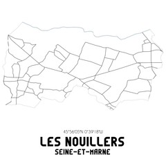 LES NOUILLERS Seine-et-Marne. Minimalistic street map with black and white lines.
