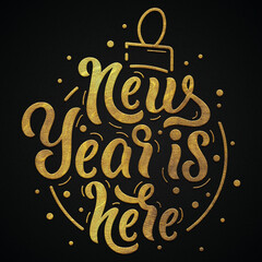 Fototapeta premium New year is year golden calligraphy design banner 