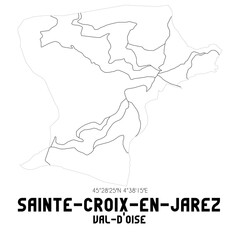 SAINTE-CROIX-EN-JAREZ Val-d'Oise. Minimalistic street map with black and white lines.