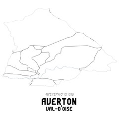 AVERTON Val-d'Oise. Minimalistic street map with black and white lines.