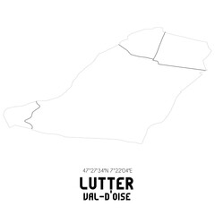LUTTER Val-d'Oise. Minimalistic street map with black and white lines.