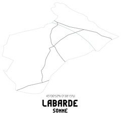LABARDE Somme. Minimalistic street map with black and white lines.