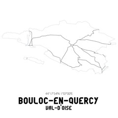 BOULOC-EN-QUERCY Val-d'Oise. Minimalistic street map with black and white lines.
