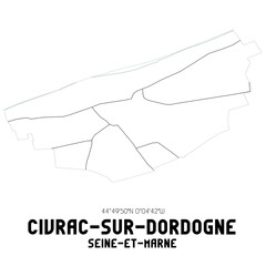 CIVRAC-SUR-DORDOGNE Seine-et-Marne. Minimalistic street map with black and white lines.