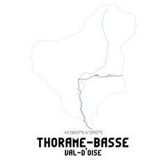 THORAME-BASSE Val-d'Oise. Minimalistic street map with black and white lines.