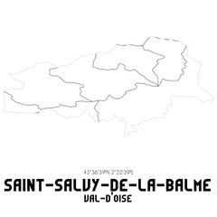 Fototapeta premium SAINT-SALVY-DE-LA-BALME Val-d'Oise. Minimalistic street map with black and white lines.