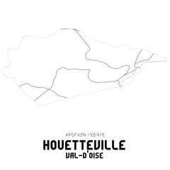HOUETTEVILLE Val-d'Oise. Minimalistic street map with black and white lines.