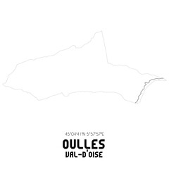 OULLES Val-d'Oise. Minimalistic street map with black and white lines.