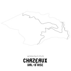 CHAZEAUX Val-d'Oise. Minimalistic street map with black and white lines.