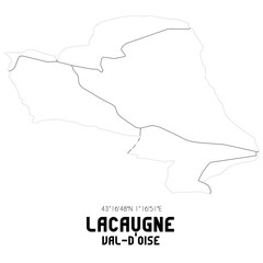 LACAUGNE Val-d'Oise. Minimalistic street map with black and white lines.