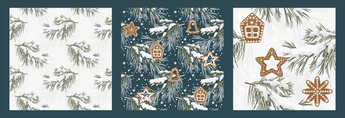 Christmas and Happy New Year seamless pattern. Vector design template.