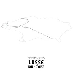 LUSSE Val-d'Oise. Minimalistic street map with black and white lines.