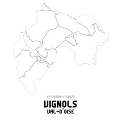 VIGNOLS Val-d'Oise. Minimalistic street map with black and white lines.