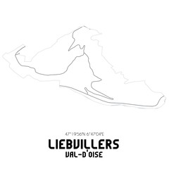 LIEBVILLERS Val-d'Oise. Minimalistic street map with black and white lines.