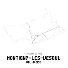MONTIGNY-LES-VESOUL Val-d'Oise. Minimalistic street map with black and white lines.