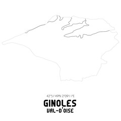 GINOLES Val-d'Oise. Minimalistic street map with black and white lines.