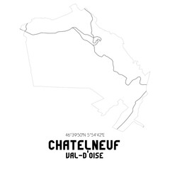 CHATELNEUF Val-d'Oise. Minimalistic street map with black and white lines.