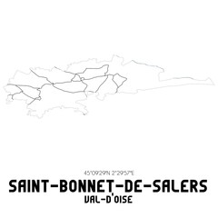 SAINT-BONNET-DE-SALERS Val-d'Oise. Minimalistic street map with black and white lines.