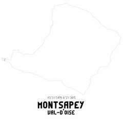 MONTSAPEY Val-d'Oise. Minimalistic street map with black and white lines.
