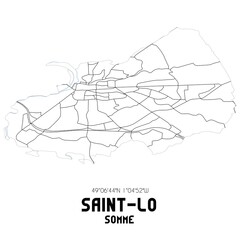 SAINT-LO Somme. Minimalistic street map with black and white lines.