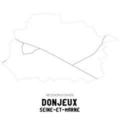 DONJEUX Seine-et-Marne. Minimalistic street map with black and white lines.