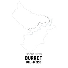 Fototapeta premium BURRET Val-d'Oise. Minimalistic street map with black and white lines.