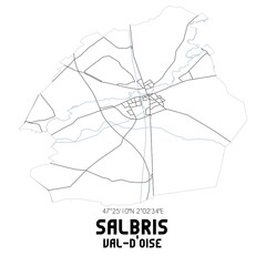 SALBRIS Val-d'Oise. Minimalistic street map with black and white lines.