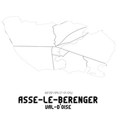 ASSE-LE-BERENGER Val-d'Oise. Minimalistic street map with black and white lines.